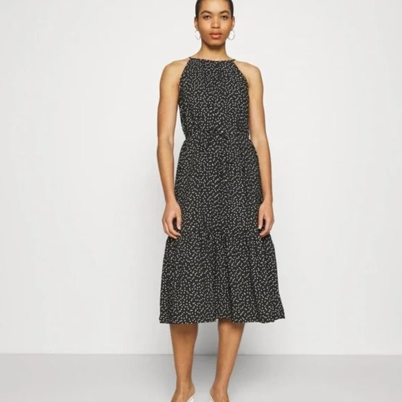 NWT Banana Republic Ivory Black Polka Dot Sleeveless Strap Dress Size Medium - Picture 7 of 8